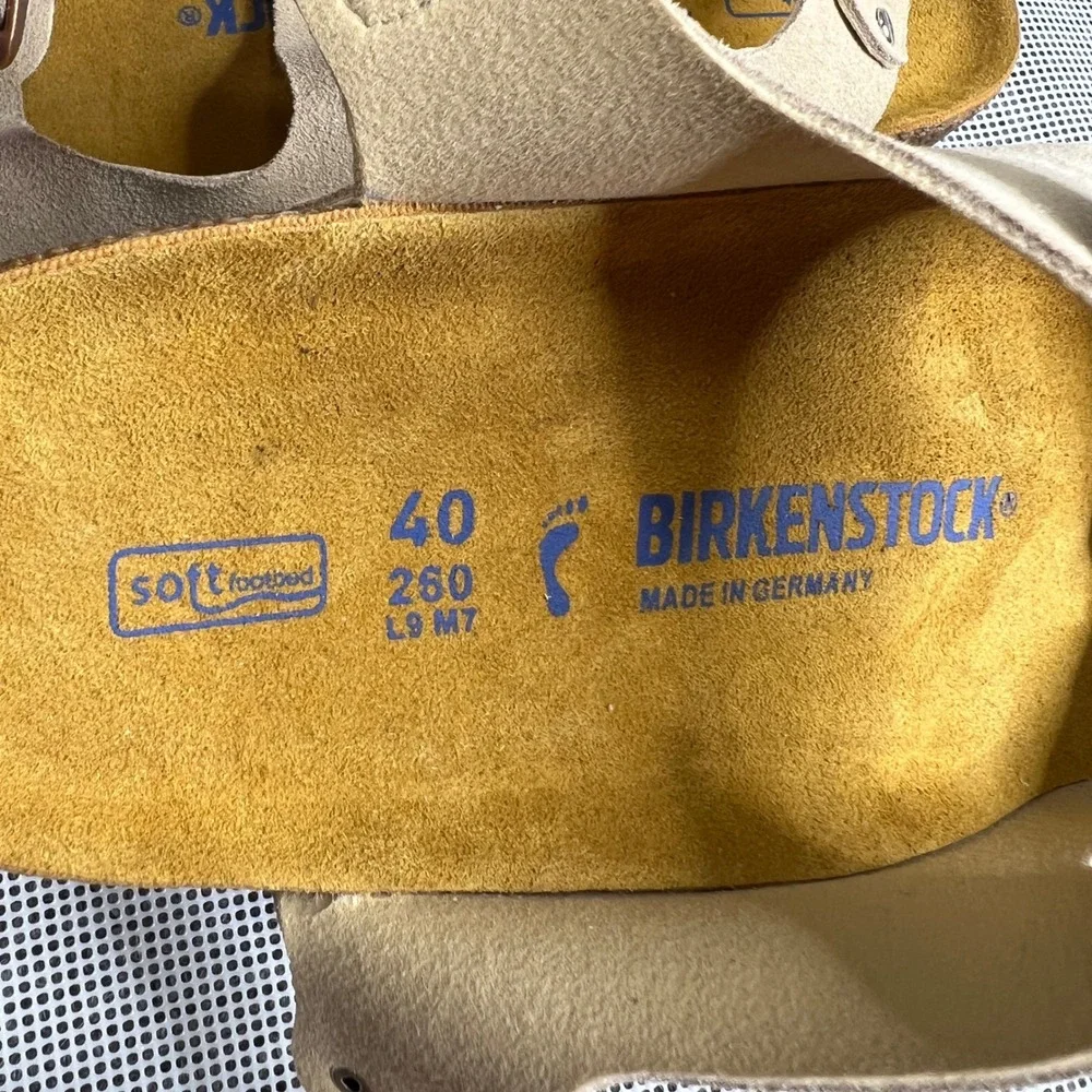 Birkenstock Milano Soft Footbed Suede Sandals Sand Beige EU 40 Women 9 NWOT